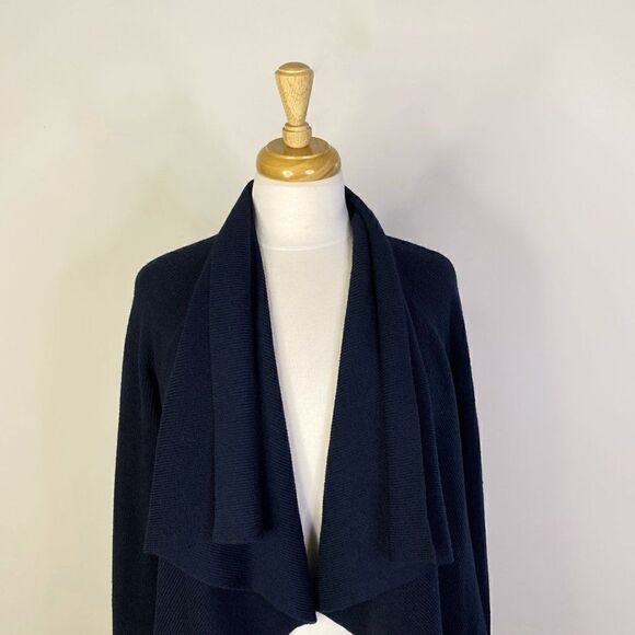 Theory Navy Blue Shanda New Steady Wool Blend Open Cardigan - Picture 3 of 7